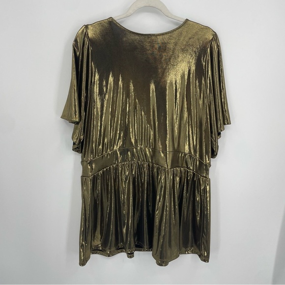 Torrid 3 Liquid Gold Wrap Top Holidays Party Disco - Picture 4 of 8